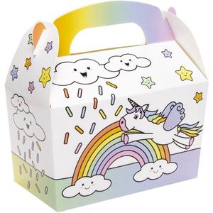 24x Gekleurde traktatiedoosjes met eenhoorns/unicorns - Verjaardagfeestje - Traktatie doosjes