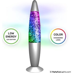 PartyFunLights - GlitterLamp Multi-Color LED - energiezuinige technologie - verandert van kleur - hoogte 34cm - incl. adapter