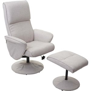 Helsinki relaxfauteuil, verstelbare TV-fauteuil TV-fauteuil met kruk ~ stof/textiel, crème-beige