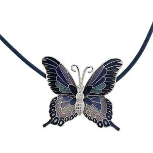 Behave Blauwe ketting met emaille vlinder