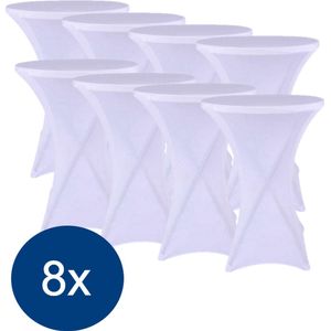 Statafelrok Wit 80cm - Statafelhoes - Tafelrok - Set van 8 - ∅80-85x110cm - Tafelrokkenshop.nl