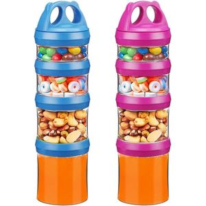 Stapelbare snackcontainer - 4 stuks draaibare vergrendeling - opslag van melk eiwitpoeder - rood