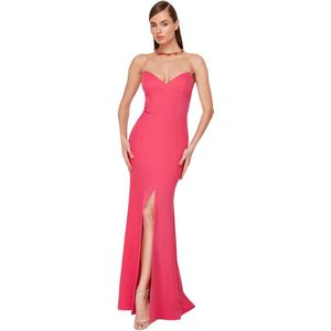 Trendyol Fuchsia Getailleerde Geweven Elegante Avondjurk Tprss24Ae00067