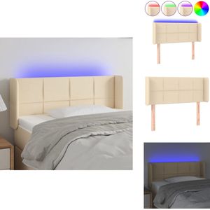 vidaXL Hoofdbord - Hoofdborden - Hoofdeinde - Houten Hoofdbord - Hoofdbord LED 83x16x78/88 cm stof crèmekleurig
