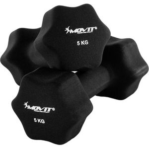 MOVIT® Dumbellset - Halterset - Aerobics - Vinyl - 10 kg - 2 x 5 kg - Zwart