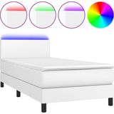 VidaXL-Boxspring-met-matras-en-LED-kunstleer-wit-80x200-cm