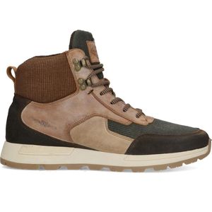 Manfield - Heren - Bruine leren veterboots - Maat 42