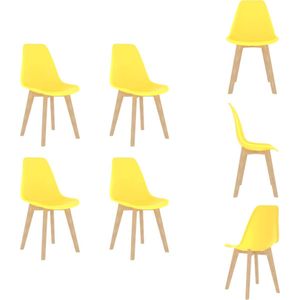 vidaXL Minimalistische Eetkamerstoelen - Geel - PP en Beukenhout - 46x53.5x82 cm - Eetkamerstoel