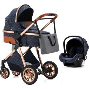 Kinderwagen 3-in-1 – Luxe kinderwagen - Buggy – Wandelwagen - Multifunctioneel – opklapbaar – Incl autostoel – Blauw