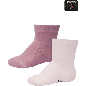 Bonnie Doon Sokken Baby set Roze 4/8 maand - 2 paar - Unisex - Organisch Katoen - Jongens en Meisjes - Stay On - Basis Sok - Zakt niet af - Gladde Naad - GOTS gecertificeerd - 2-pack - Multipack - Mesa Rose - Pink Salt - OL9344012.471