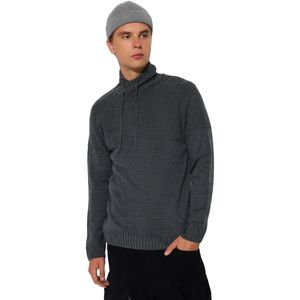 Trendyol Antraciet Gebreide Slim-Fit Trui Met Ronde Hals Tmnaw21Kz0513
