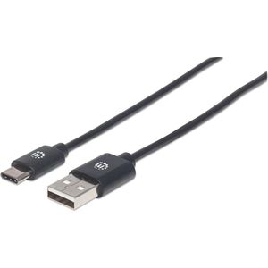 Manhattan USB-kabel USB 2.0 USB-A stekker, USB-C stekker 0.50 m Zwart 354912