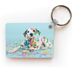 Sleutelhanger - Hond - Verf - Blauw - Uitdeelcadeautjes - Plastic