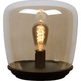 Atmooz - Tafellamp Unami - E27 - Slaapkamer / Woonkamer - Sfeerlamp Industrieel - Glazen kap + metalen schotel - Hoogte 30cm