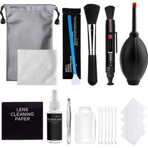 YONO Professionele Camera Schoonmaakset - Cleaning Kit - Lens en Sensor Reiniging Set - Lenspen - Blaasbalg - Microvezeldoekjes - Swabs - 18in1