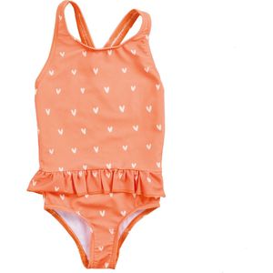 Swim Essentials UV Badpak Meisjes - Oranje Hartjes - Maat 122/128