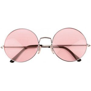 Hippie / flower power XL bril roze