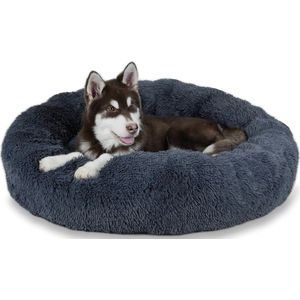 Hondenbed, wollig, kattenbed, wasbaar en afneembaar, rond, hondenmat met ritssluiting, antislip onderkant, voor grote, middelgrote en kleine honden, XL: 100 cm, donkergrijs
