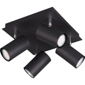LED Plafondspot - Torna Mary - GU10 Fitting - 4-lichts - Vierkant - Mat Zwart - Aluminium