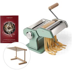 Handmatige Pastamachine - Roestvrij Staal - Incl. Pastadroger & 3 Snijdopzetstukken - Spaghetti Lasagne Tagliatelle
