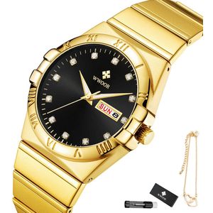 WWOOR - Horloge Dames - Cadeau voor Vrouw - 30 mm - Goud Zwart