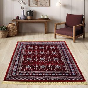 Flycarpets Isfahan Klassiek Oosters Medaillon Vloerkleed - Rood - 300x400 cm