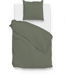 ZoHome Satinado Dekbedovertrek - Eenpersoons - 140x200/220 cm - Army Green