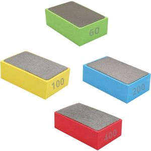 4Pcs Diamant Hand Polijst Pads - Diamant Hand Schuur Pads - Schuurblok Set - Hoge Sterkte Diamant Spons - Glas Schuur Pads - Diamant Schuurblok Set voor Steen en Keramiek Trimmen (60# 100#)