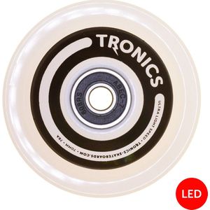 TRONICS 70mm x 51mm - skateboardwielen - PU wit - LED rood