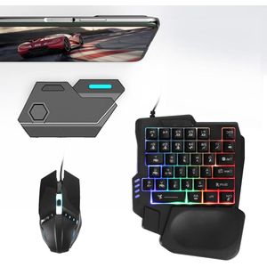 Halfhand Gamingtoetsenbord en Muiscombinatie - Bluetooth 5.2-converteradapter - Telefoonstandaard - FPS-handheldgames .