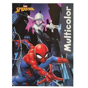 Marvel Spider-Man - multicolor kleurboek - antraciet - superhelden - 32 pagina's waarvan 17 kleurplaten en 17 voorbeelden - creatief - knutselen - kado - cadeau