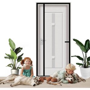 Vliegengaas, insectenbescherming, hordeur, zonder boren, magnetisch, met frame, universeel, draaideur, wit, 100 x 210 cm muggennet