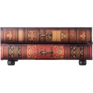 Vintage Ladekast Met 2 Lades - Bruin PU Hout - Make-Up Bureau Organisatie 30x21x13 cm