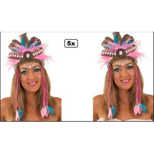 5x Veren hoofd tooi BrasilSioux - Carnaval Rio thema feest party festival optocht feesten