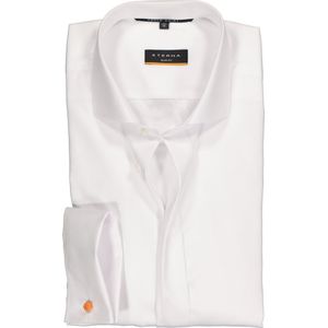 ETERNA slim fit smoking overhemd - mouwlengte 7 - twill met dubbele manchet - wit - Strijkvrij - Boordmaat: 40