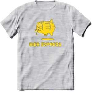 Bier express T-Shirt | Unisex Kleding | Dames - Heren Feest shirt | Drank | Grappig Verjaardag Cadeau tekst | - Licht Grijs - Gemaleerd - M