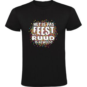 Het is pas feest als Ruud is geweest Heren T-shirt | shirt | Zwart