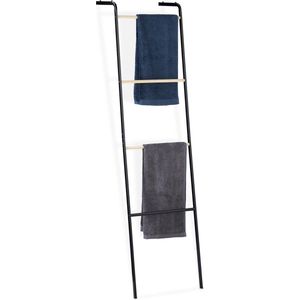 Relaxdays handdoekladder - handdoekrek badkamer - decoratieve ladder - 160 x 40 x 26 cm