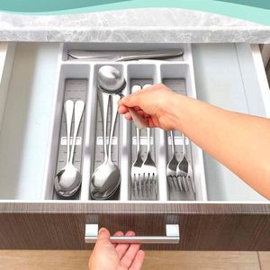 Bestekorganizer met 6 vakken - ideaal voor vorken, messen en lepels - van kunststof - 40 x 32 x 45 cm Cutlery Organizer