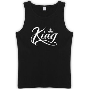 Zwarte Tanktop met  "" King "" print Wit size M