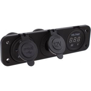 AutoStyle Inbouw USB Adapter 3-in-1 2xUSB 5V-2,1A&1A/Voltmeter/Sigarettenaansteker/Input 12V-24V