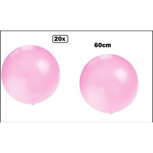 20x Mega Ballon 60 cm roze - Ballon carnaval festival feest party verjaardag landen helium lucht thema