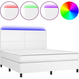 vidaXL-Boxspring-met-matras-en-LED-kunstleer-wit-180x200-cm