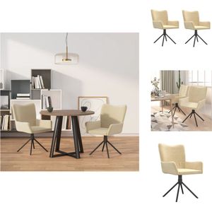 vidaXL Draaibare Eetkamerstoelen - Fluweel - Stevig Frame - Comfortabel - 360 graden draaibaar - Crème - Afmetingen- 55 x 56 x 85.5 cm - 2 stuks - Eetkamerstoel