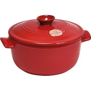 Emile Henry Ronde Stoofpan 22 cm - Keramiek - Rood - 2,5 l - Inclusief Deksel