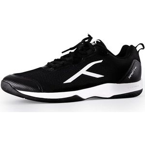 HUNDRED Infinity Pro Non-Marking Professionele Badminton Schoen voor Heren (Zwart/Wit, EU 45/UK 11/US 12) | Materiaal: Polyester/Mesh | Geschikt voor Zaaltennis/Squash/Tafeltennis/Basketbal & Padel