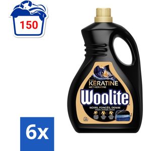 Woolite Dark - Vloeibaar Wasmiddel - Met Keratine - Donkere & Denim Was - 25 Wasbeurten - 1,5L - Voordeelverpakking - 6 stuks