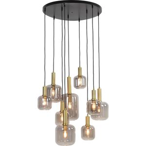 Light & Living Hanglamp Lekar - 9-Lamps - Antiek Brons/Smoke