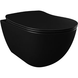 Creavit design ophang wc Rim Off mat zwart (exclusief toiletzitting)