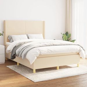 The Living Store Boxspringbed - Crème - 140 x 200 x 118/128 cm - Pocketvering matras - Middelharde ondersteuning